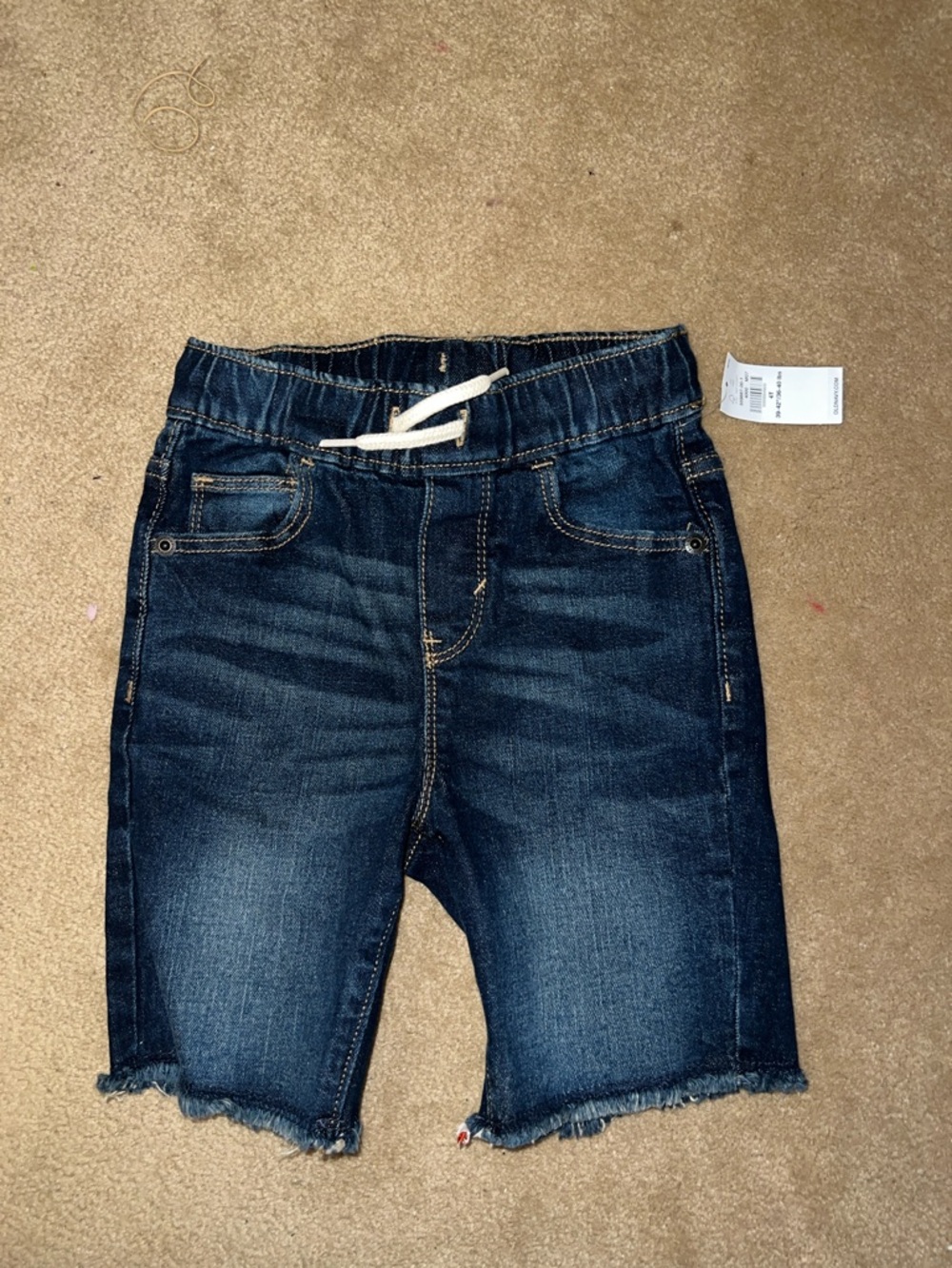 Old Navy Dark Blue Denim Pull-On Shorts with Drawstring